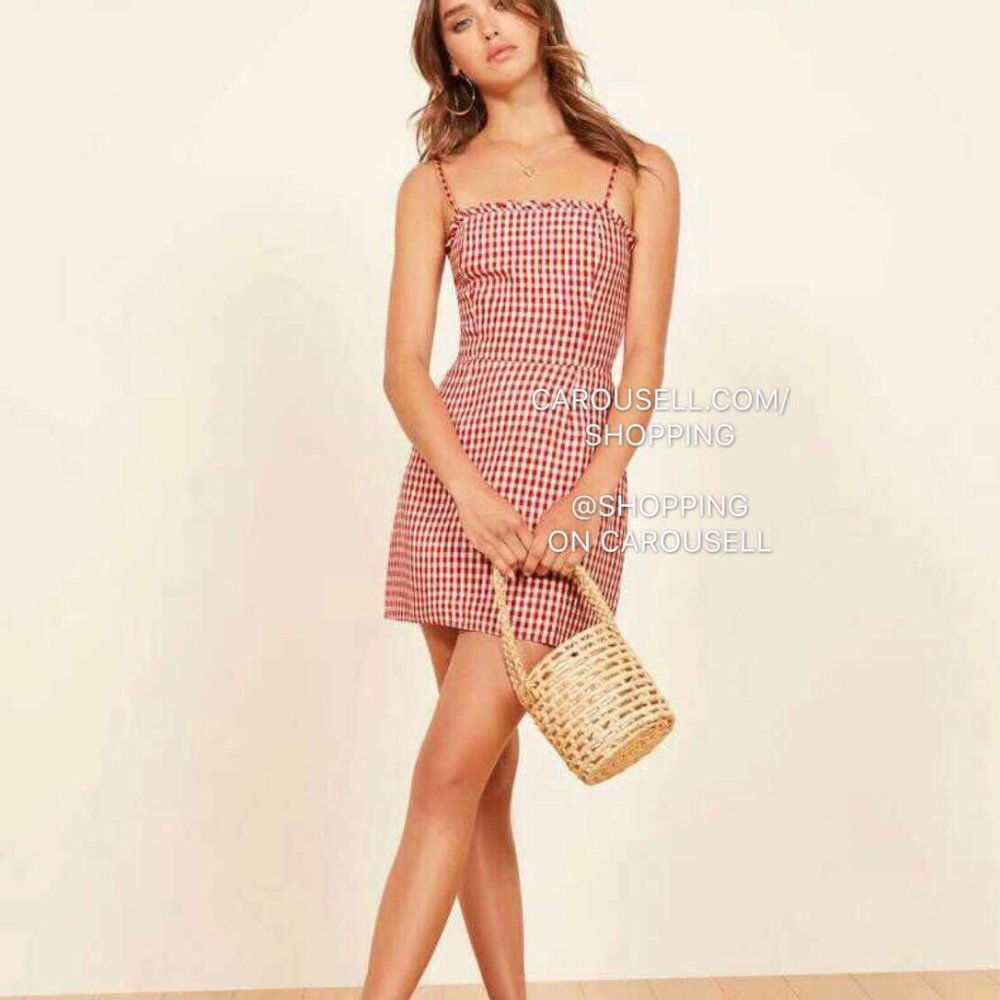 Reformation Ruffle Checkered Dress (100% linen)